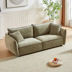 Light Green 88 Chenille 3-Seater Sofa with 2 Extra Pillows and Thickly Padded Seat