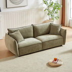 Light Green 88 Chenille 3-Seater Sofa with 2 Extra Pillows and Thickly Padded Seat
