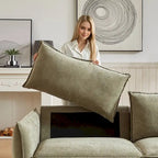 Light Green 88 Chenille 3-Seater Sofa with 2 Extra Pillows and Thickly Padded Seat