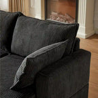 6-Piece Convertible Corduroy Modular Sectional Sofa with Storage Seats, 2 Removable Ottomans, Free Combination