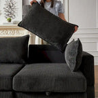 6-Piece Convertible Corduroy Modular Sectional Sofa with Storage Seats, 2 Removable Ottomans, Free Combination