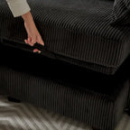 6-Piece Convertible Corduroy Modular Sectional Sofa with Storage Seats, 2 Removable Ottomans, Free Combination