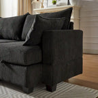 6-Piece Convertible Corduroy Modular Sectional Sofa with Storage Seats, 2 Removable Ottomans, Free Combination