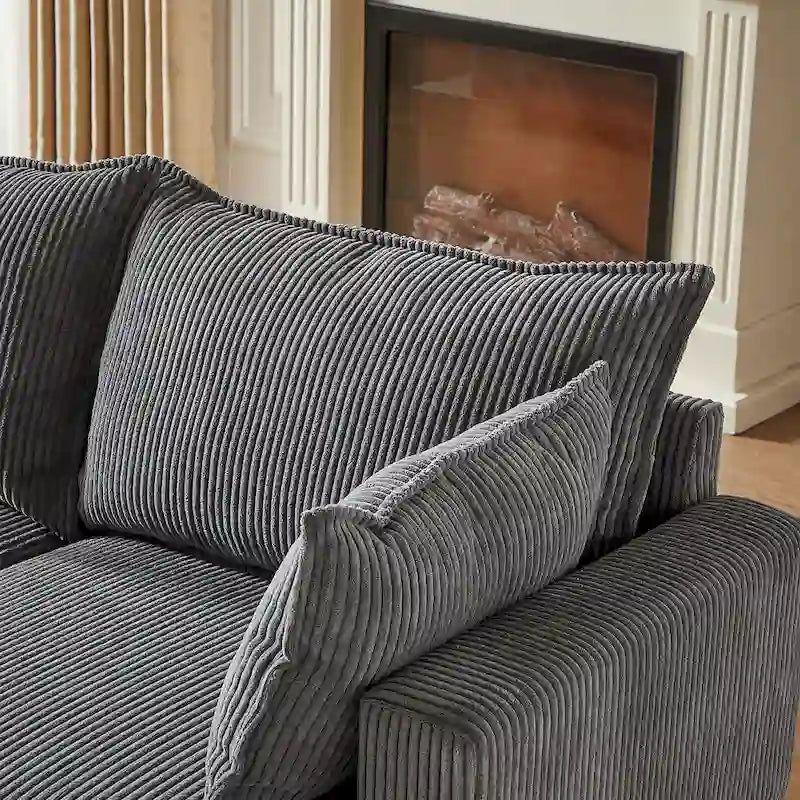 6-Piece Convertible Corduroy Modular Sectional Sofa with Storage Seats, 2 Removable Ottomans, Free Combination