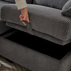 6-Piece Convertible Corduroy Modular Sectional Sofa with Storage Seats, 2 Removable Ottomans, Free Combination