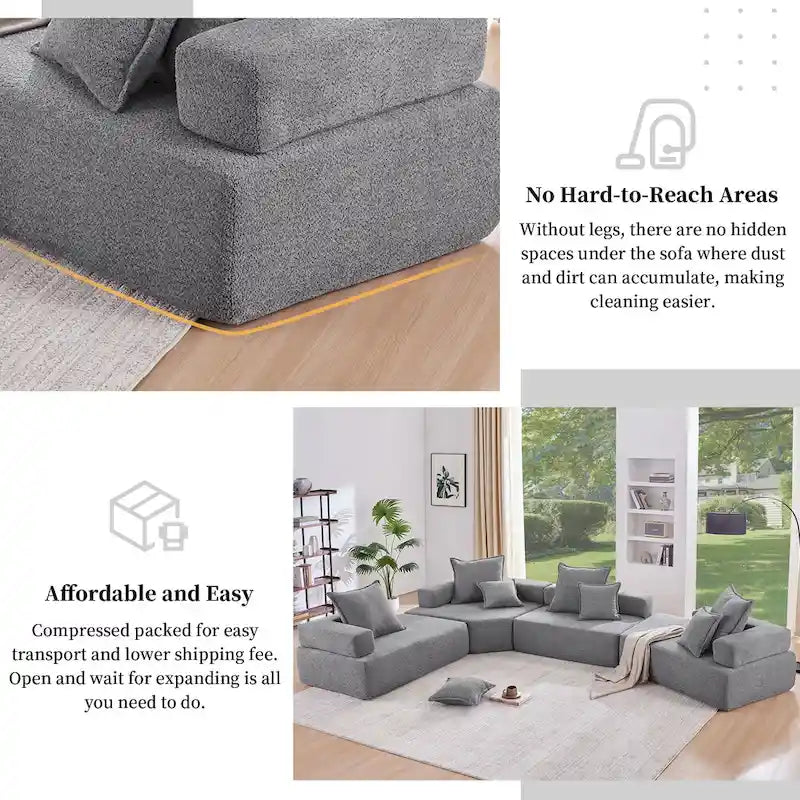 DIY Customization Boucle Upholstered Modular Sectional Sofa