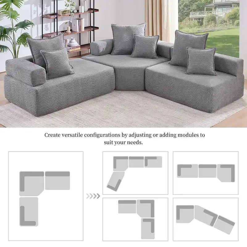DIY Customization Boucle Upholstered Modular Sectional Sofa