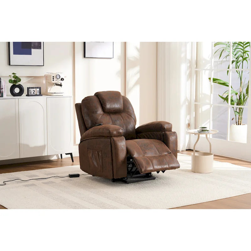 Power Lift Recliner Chair with Massage,Heat for Elderly,Overstuffed Wide Recliners,Heavy Duty,Safety Motion Reclining Mechanism