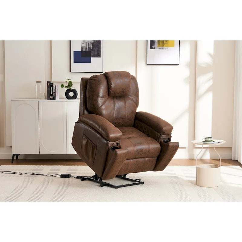 Power Lift Recliner Chair with Massage,Heat for Elderly,Overstuffed Wide Recliners,Heavy Duty,Safety Motion Reclining Mechanism