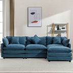112 Modern L-Shape Chenille Upholstered Sofa with 5 Pillows