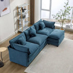 112 Modern L-Shape Chenille Upholstered Sofa with 5 Pillows