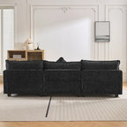 112 Modern L-Shape Chenille Upholstered Sofa with 5 Pillows
