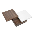 Rotatable Top Coffee Table, Modern Square Coffee Table with Wood Grain Design and 1 Hidden Storage Space for Living Room