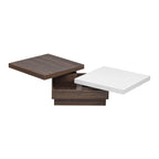 Rotatable Top Coffee Table, Modern Square Coffee Table with Wood Grain Design and 1 Hidden Storage Space for Living Room