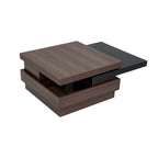 Rotatable Top Coffee Table, Modern Square Coffee Table with Wood Grain Design and 1 Hidden Storage Space for Living Room