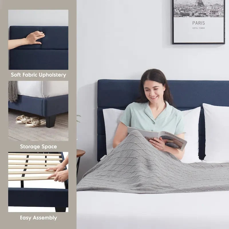 Nestl Horizontal Channel Upholstered Platform Bed