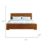 HomeRoots Oak Inlaid Panels Solid Wood King Bed Frame