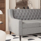 Naro Mid-Century Modern Fabric 3-Seater Sofa with Tufted Backrest by Christopher Knight Home