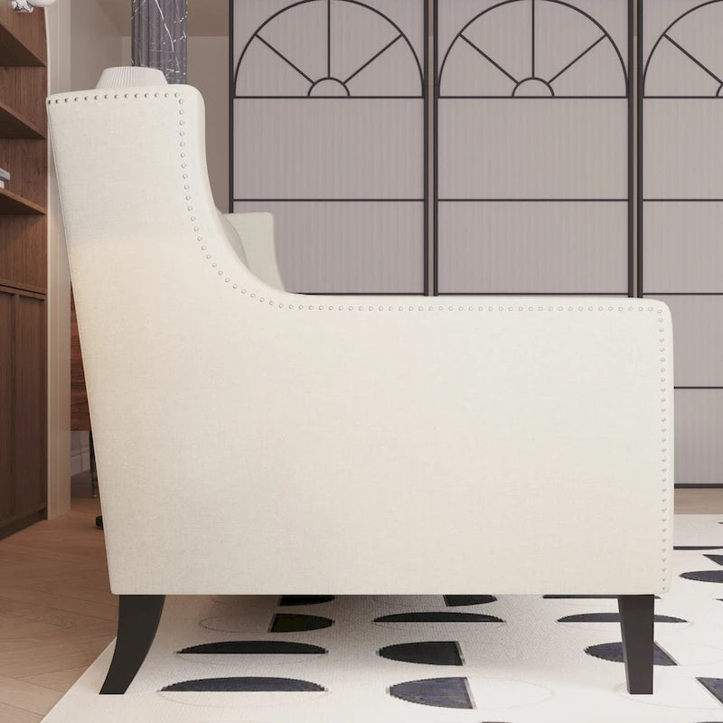 Naro Mid-Century Modern Fabric 3-Seater Sofa with Tufted Backrest by Christopher Knight Home