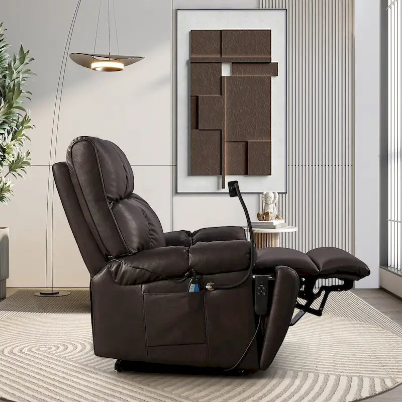 Christopher Knight Home - Power Lift Recliner Chair with Dual Motors, Massage, Heat, Cup Holders & Adjustable Phone Holder
