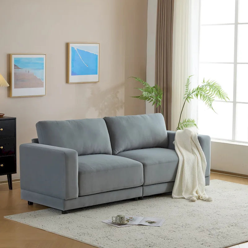 Christopher Knight Home - Grace 81 Modern Upholstery Sofa Loveseat with Square Arms