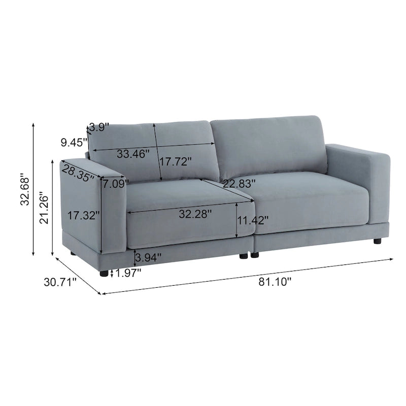 Christopher Knight Home - Grace 81 Modern Upholstery Sofa Loveseat with Square Arms