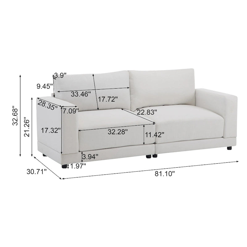 Christopher Knight Home - Grace 81 Modern Upholstery Sofa Loveseat with Square Arms