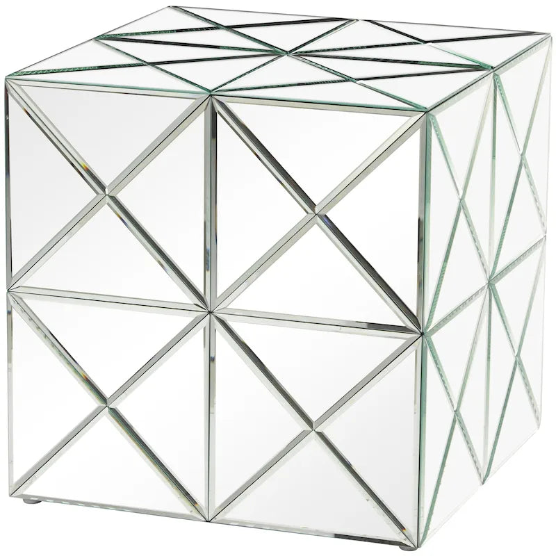 Glass Mirrored Side End Accent Table - Silver - Roche River Decor