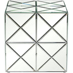 Glass Mirrored Side End Accent Table - Silver - Roche River Decor