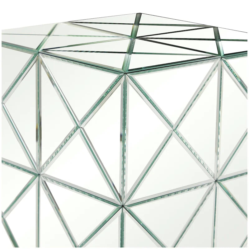 Glass Mirrored Side End Accent Table - Silver - Roche River Decor