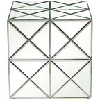 Glass Mirrored Side End Accent Table - Silver - Roche River Decor