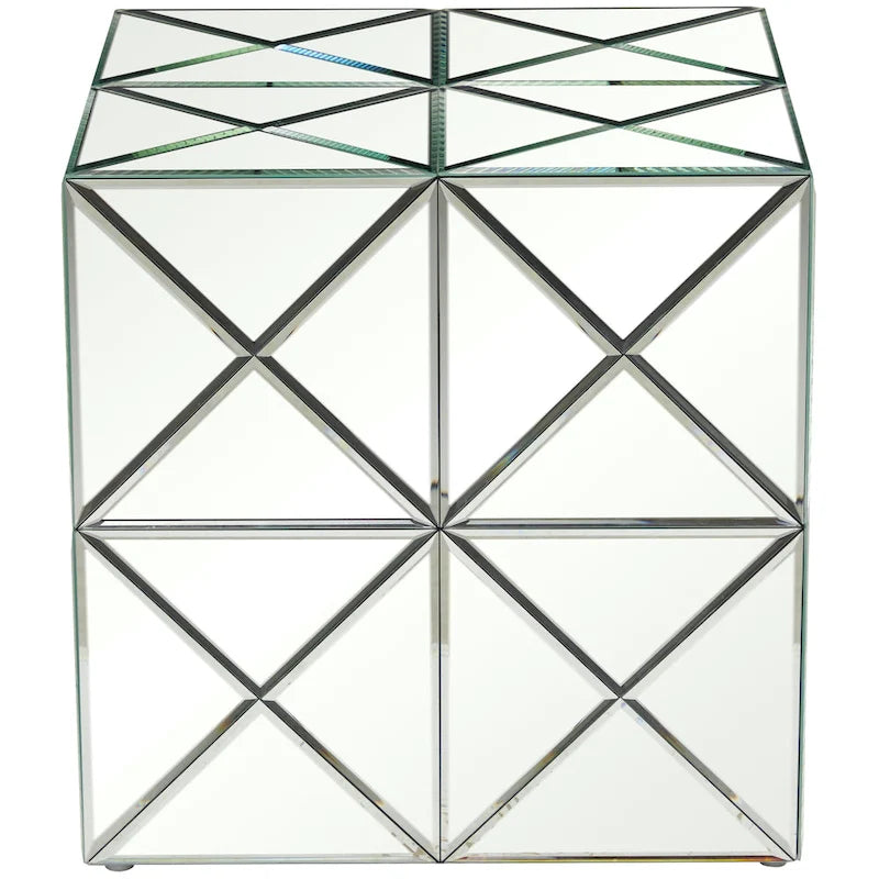 Glass Mirrored Side End Accent Table - Silver - Roche River Decor