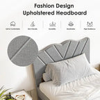 Twin Upholstered Platform Bed with Padded Headboard, Metal Frame,Gray