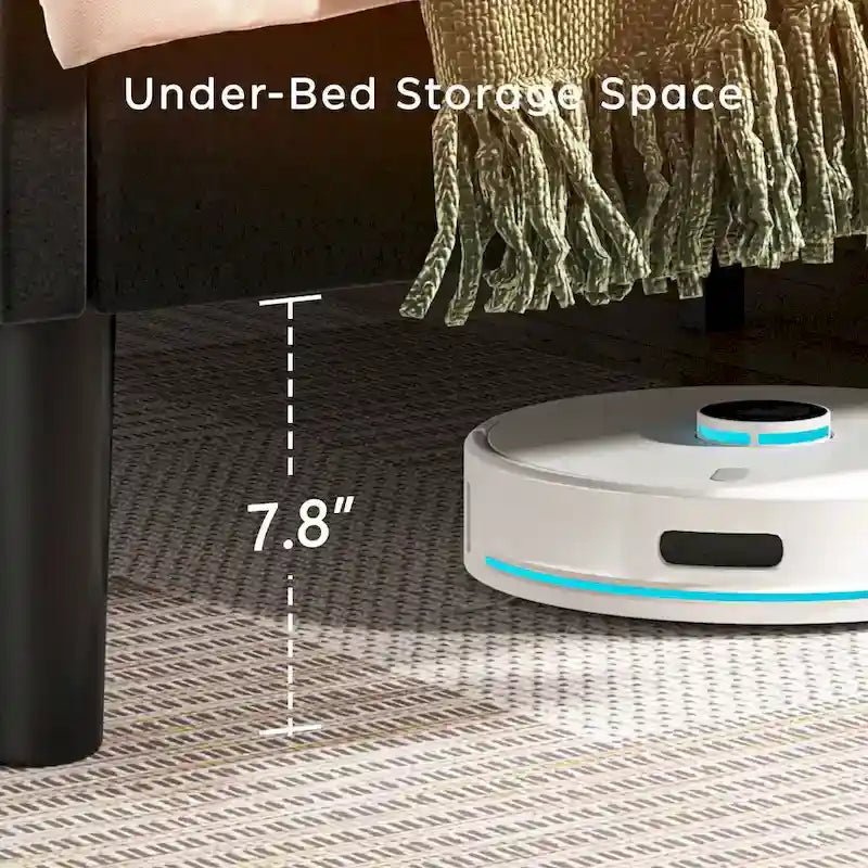 Twin Upholstered Platform Bed with Padded Headboard, Metal Frame,Gray