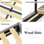 Twin Upholstered Platform Bed with Padded Headboard, Metal Frame,Gray