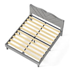 Twin Upholstered Platform Bed with Padded Headboard, Metal Frame,Gray