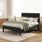Twin Upholstered Platform Bed with Padded Headboard, Metal Frame,Gray