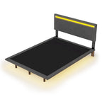 Roomfitters Full/Queen Size Floating Platform Bed Frame, Velvet Upholstery, Channel Tufted Headboard, No Box Spring Needed
