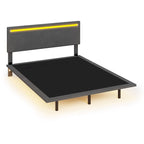 Roomfitters Full/Queen Size Floating Platform Bed Frame, Velvet Upholstery, Channel Tufted Headboard, No Box Spring Needed