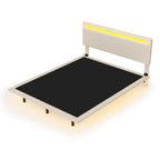 Roomfitters Full/Queen Size Floating Platform Bed Frame, Velvet Upholstery, Channel Tufted Headboard, No Box Spring Needed