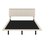 Roomfitters Full/Queen Size Floating Platform Bed Frame, Velvet Upholstery, Channel Tufted Headboard, No Box Spring Needed