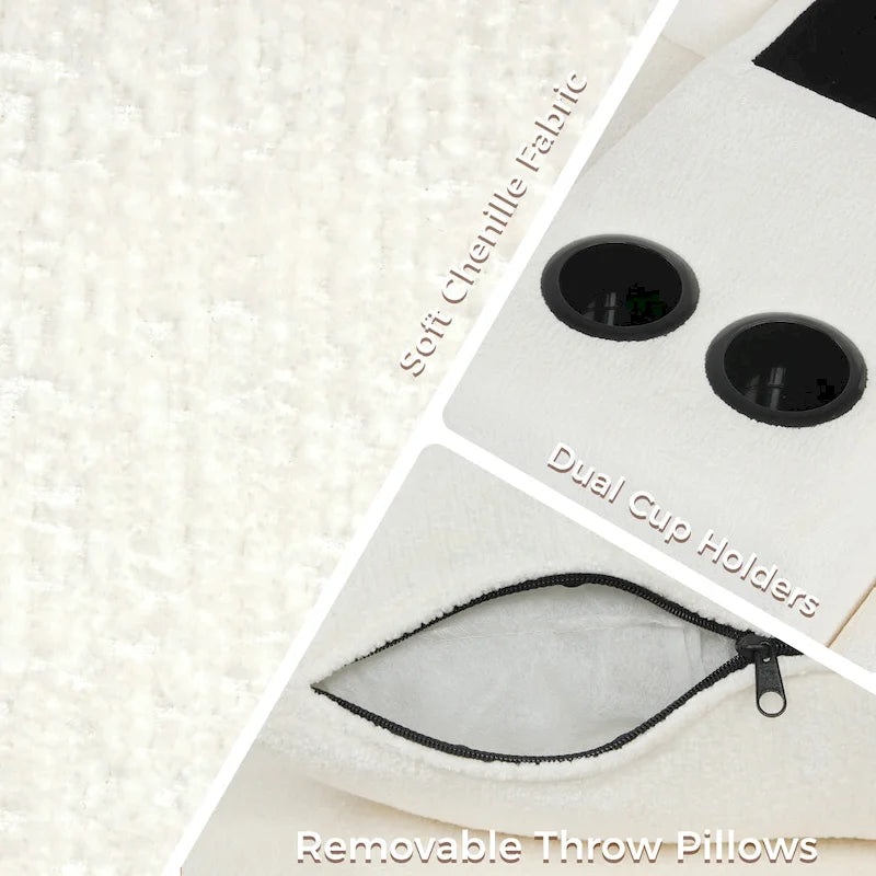 120.5 Chenille L-Shaped Sectional Sofa Bed with Storage & Cup Holders