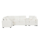 120.5 Chenille L-Shaped Sectional Sofa Bed with Storage & Cup Holders