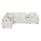 120.5 Chenille L-Shaped Sectional Sofa Bed with Storage & Cup Holders