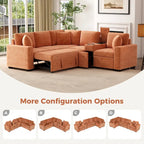 120.5 Chenille L-Shaped Sectional Sofa Bed with Storage & Cup Holders