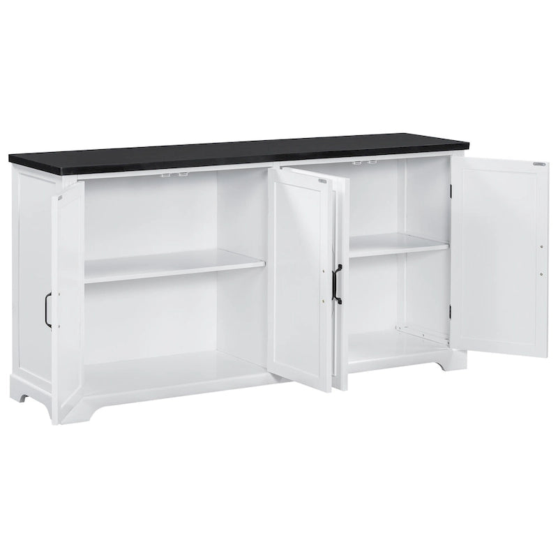 Roomfitters American Country Style Wooden Sideboard with Pine Doors and Metal Handles for Living Room, Dining Room