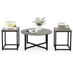 Costway 3 PCS Coffee Table Set Round Coffee Table and 2PCS Square End - See Details