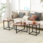 Costway 3 PCS Coffee Table Set Round Coffee Table and 2PCS Square End - See Details