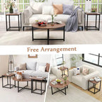 Costway 3 PCS Coffee Table Set Round Coffee Table and 2PCS Square End - See Details