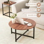 Costway 3 PCS Coffee Table Set Round Coffee Table and 2PCS Square End - See Details